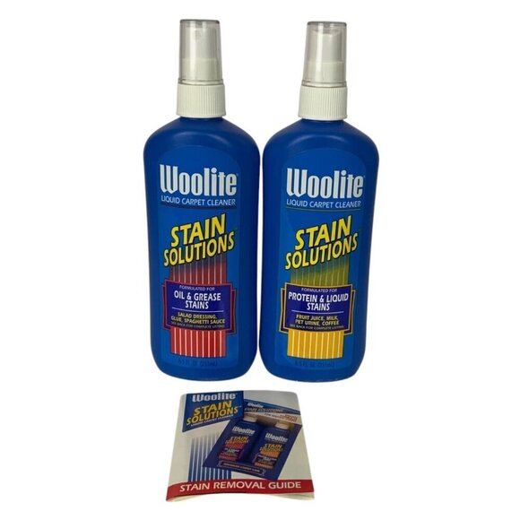 Vintage 1997 Woolite Stain Solutions Liquid Carpet Cleaner Sprays 18 Fl Oz Each - Picture 1 of 5